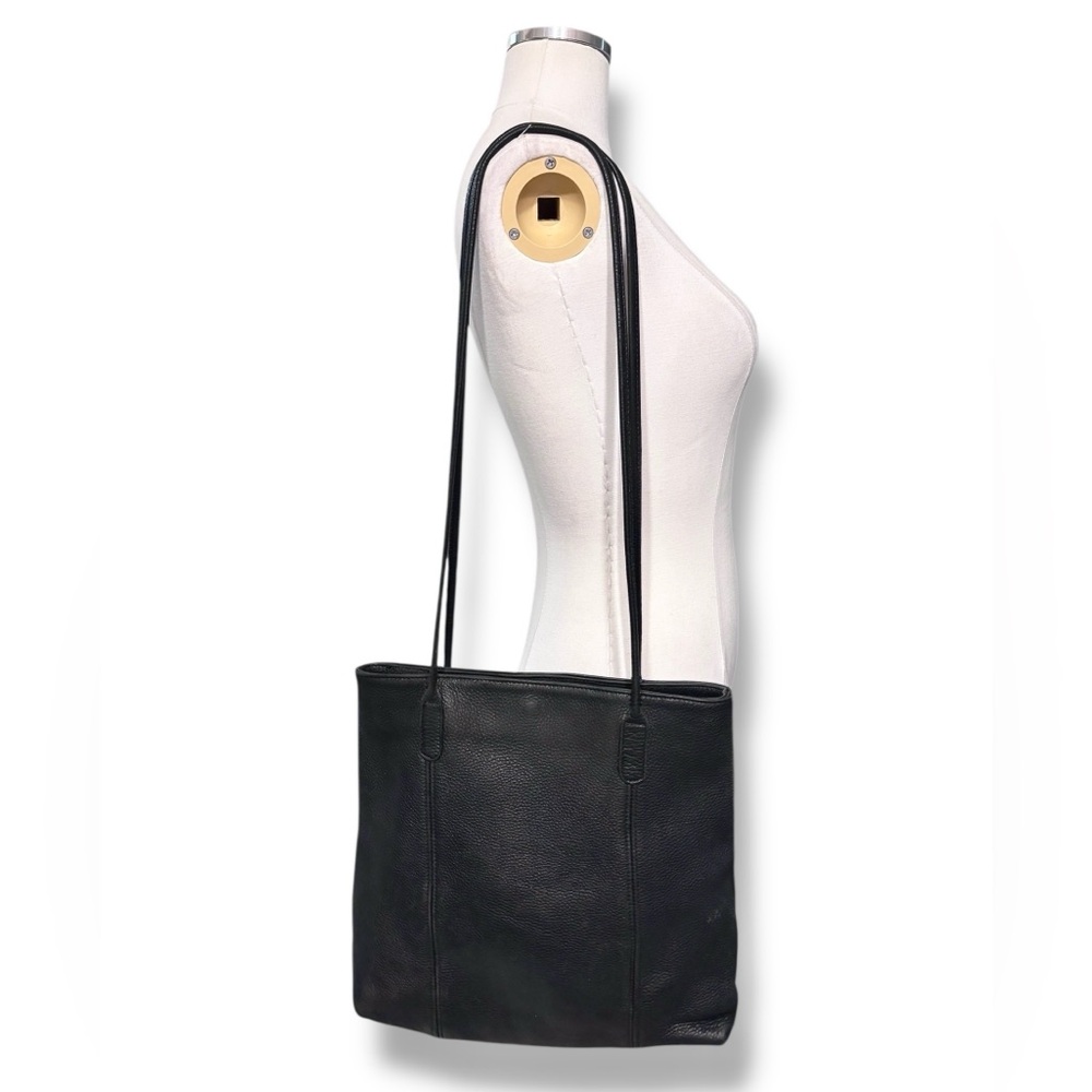 M. LONDON Black Full Grain Leather Tote Bag VINTAGE